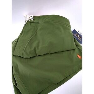 Polo Ralph Lauren Mens Swim Trunks Olive Green Orange Pony 2XLT Big & Tall NWT